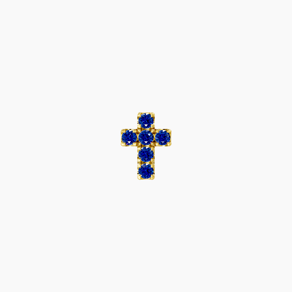 Junon | 18k Yellow Gold 5 mm 5 mm Cross Sapphire Nose Piercing