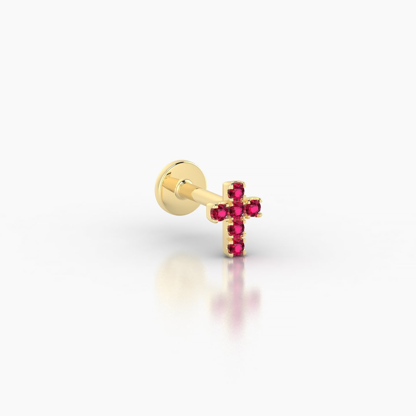Junon | 18k Yellow Gold 5 mm 5 mm Cross Ruby Nose Piercing