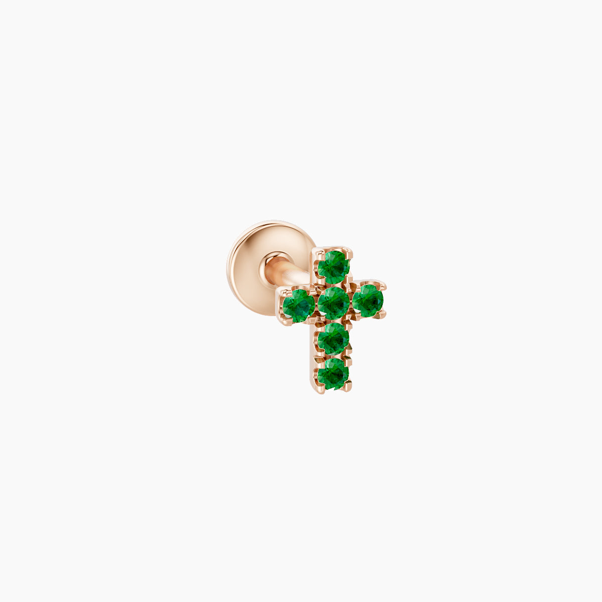 Junon | 18k Rose Gold 5 mm 5 mm Cross Emerald Piercing
