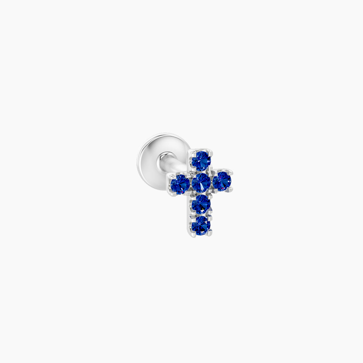 Junon | 18k White Gold 5 mm 5 mm Cross Sapphire Piercing