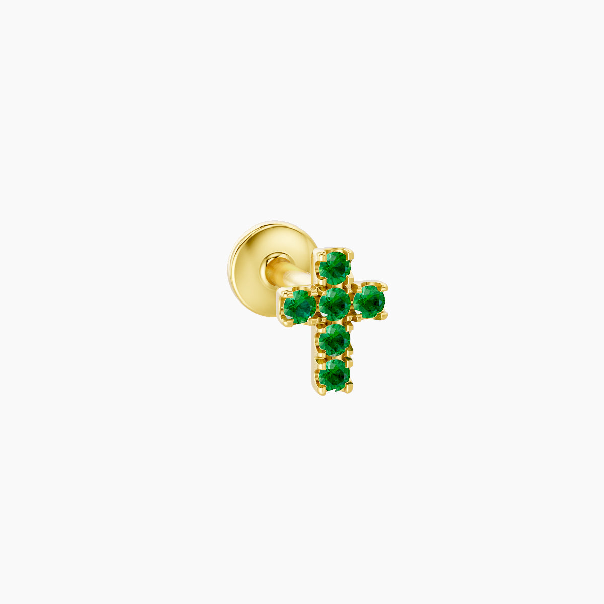 Junon | 18k Yellow Gold 5 mm 5 mm Cross Emerald Piercing