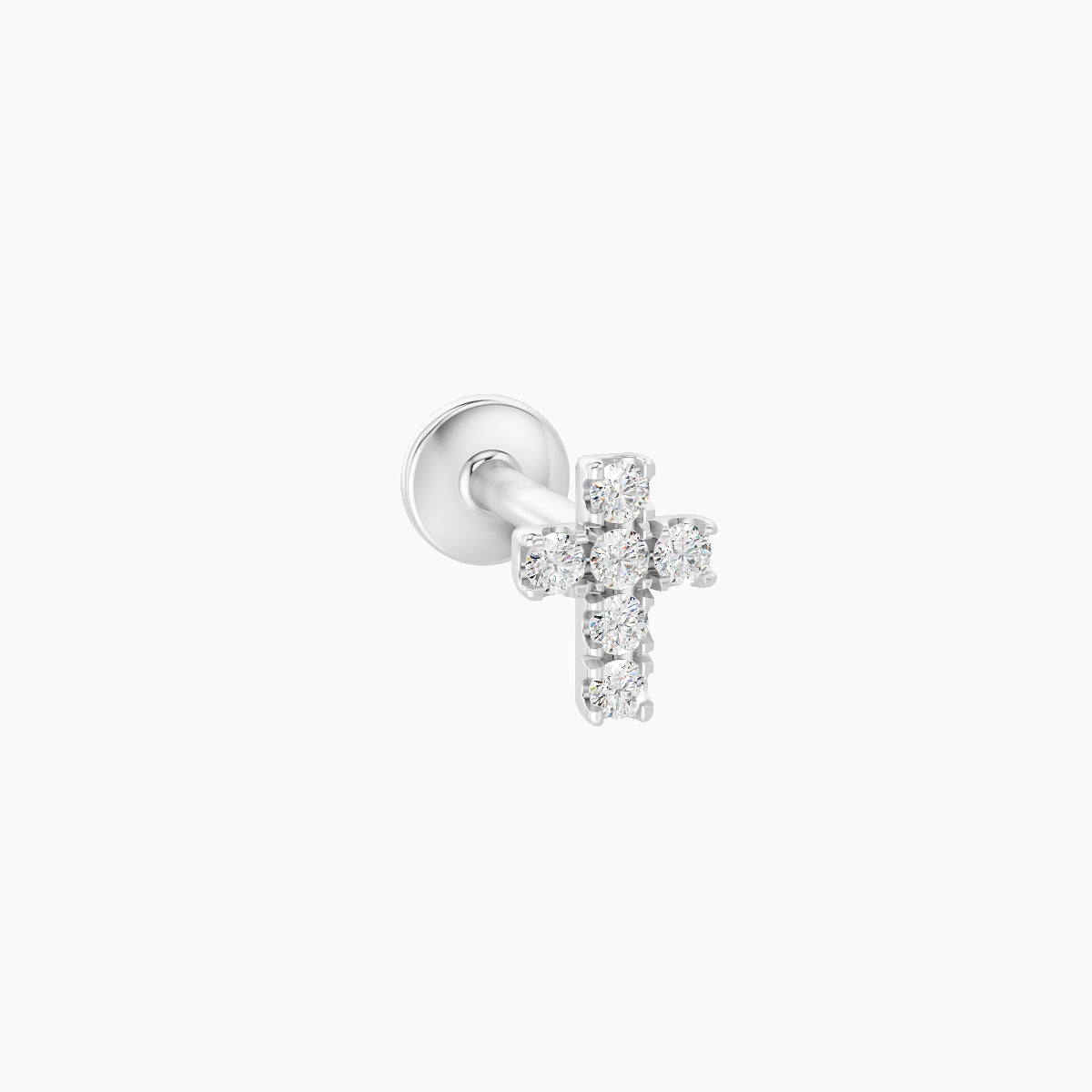 Junon | 18k White Gold 5 mm 6.5 mm Cross Diamond Nose Piercing
