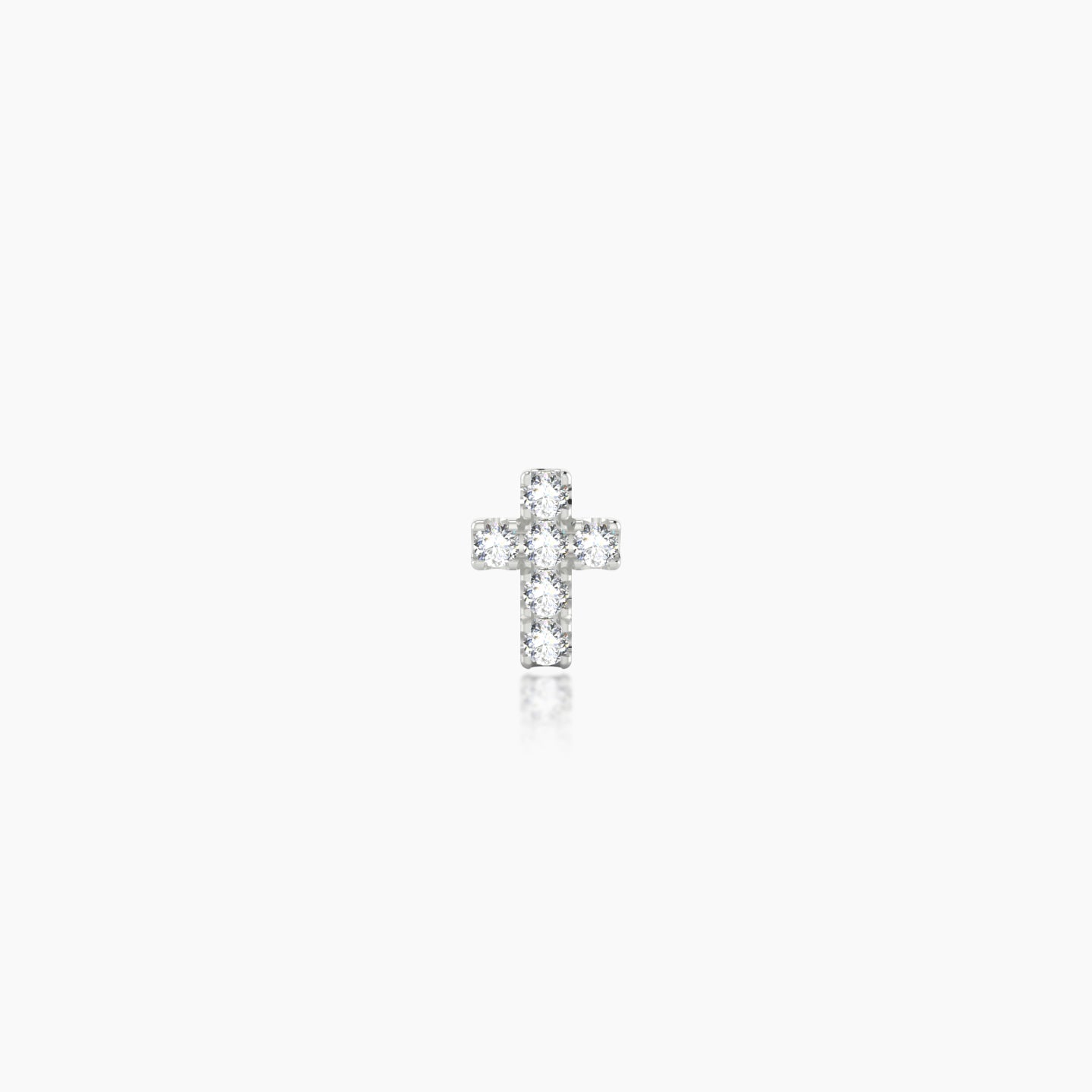 Junon | 18k White Gold 5 mm 6.5 mm Cross Diamond Nose Piercing