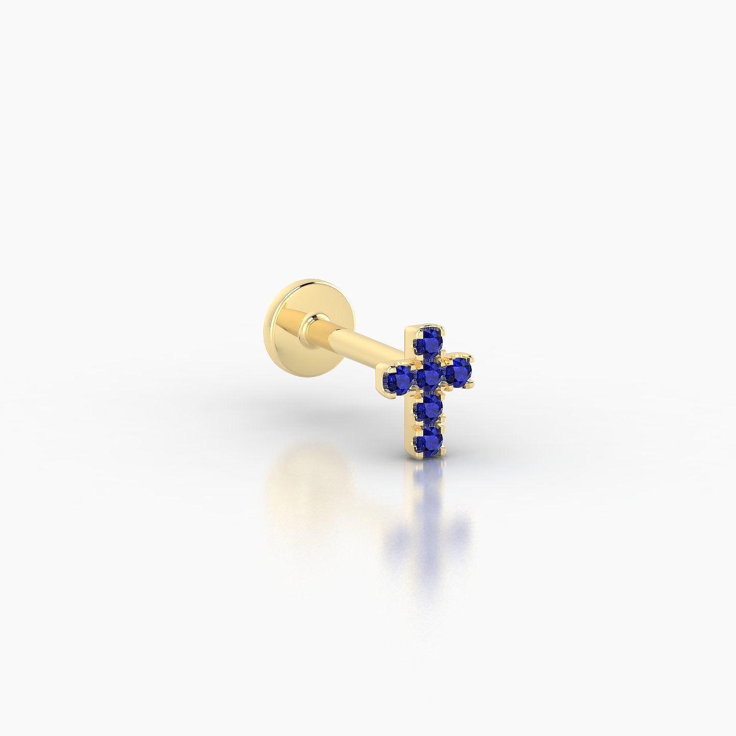 Junon | 18k Yellow Gold 6.5 mm 5 mm Cross Sapphire Nose Piercing