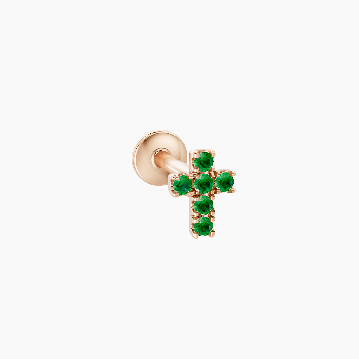 Junon | 18k Rose Gold 6.5 mm 5 mm Cross Emerald Piercing