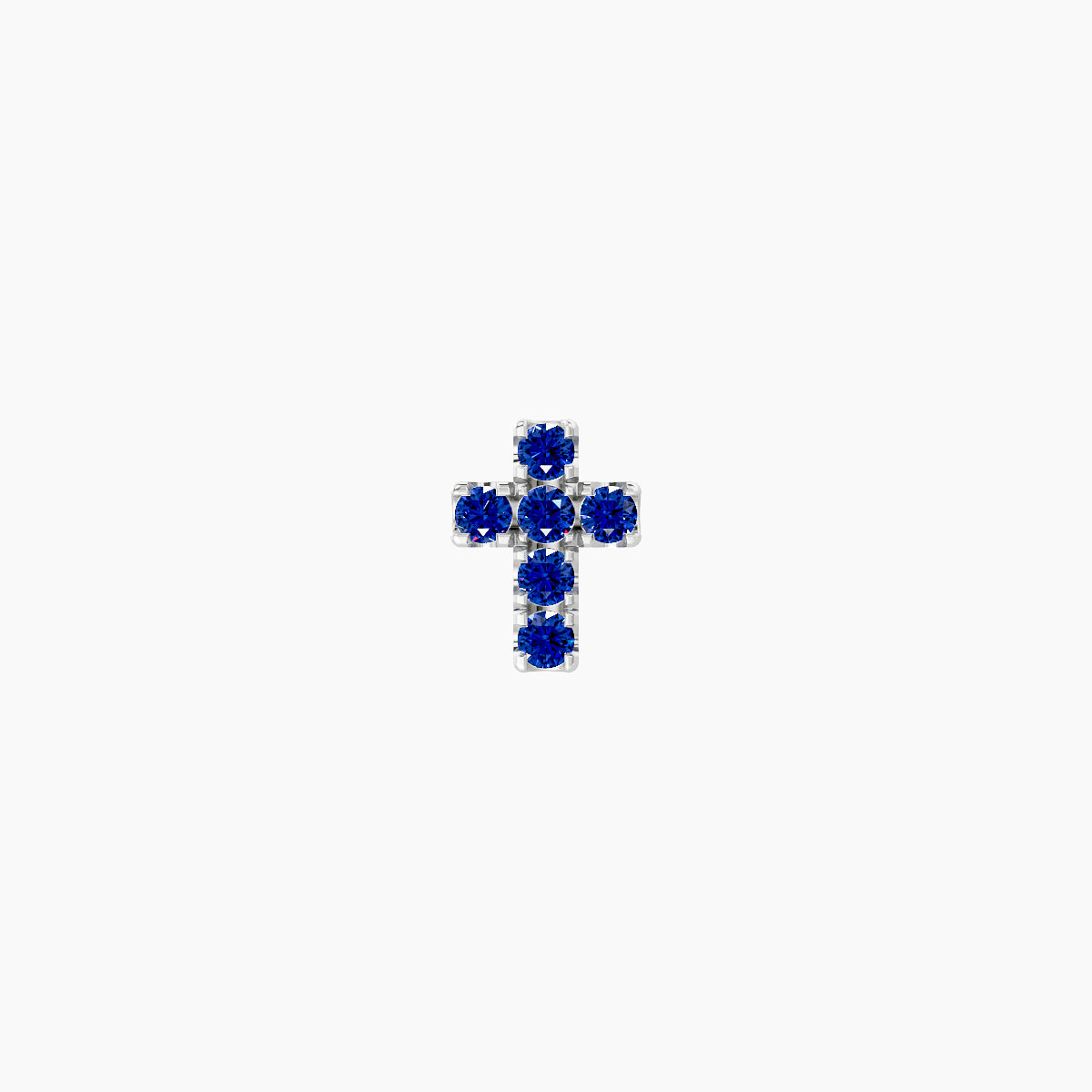 Junon | 18k White Gold 8 mm 5 mm Cross Sapphire Nose Piercing