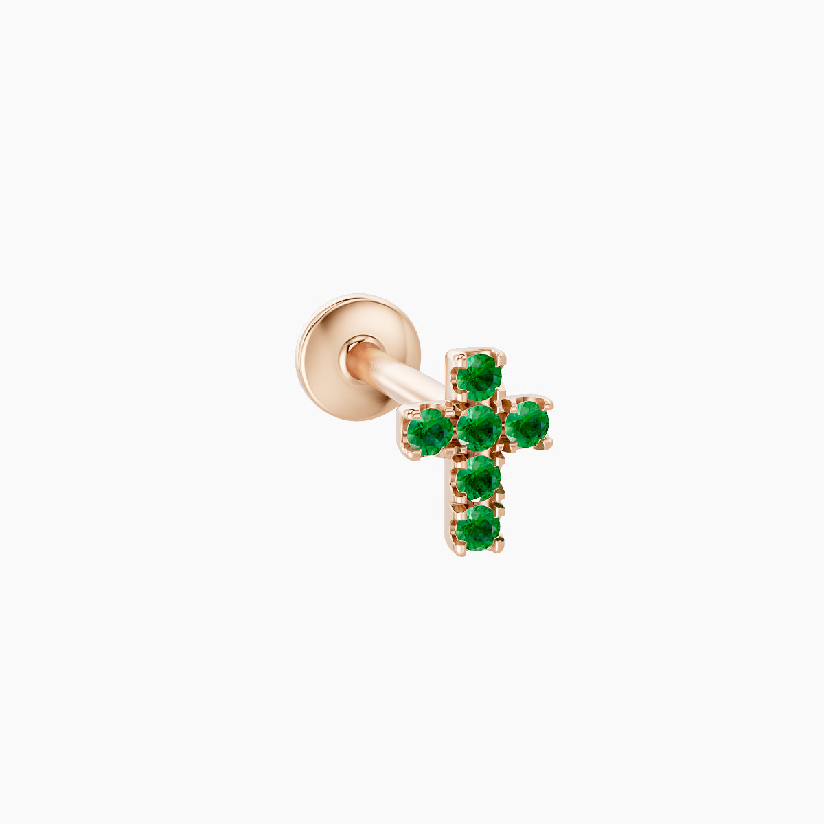 Junon | 18k Rose Gold 8 mm 5 mm Cross Emerald Piercing