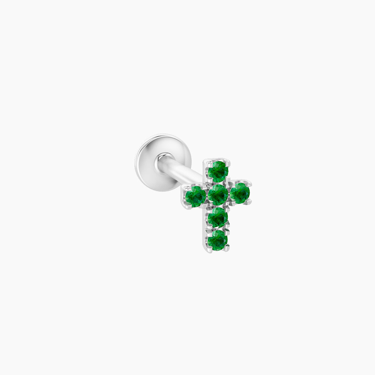 Junon | 18k White Gold 8 mm 5 mm Cross Emerald Piercing