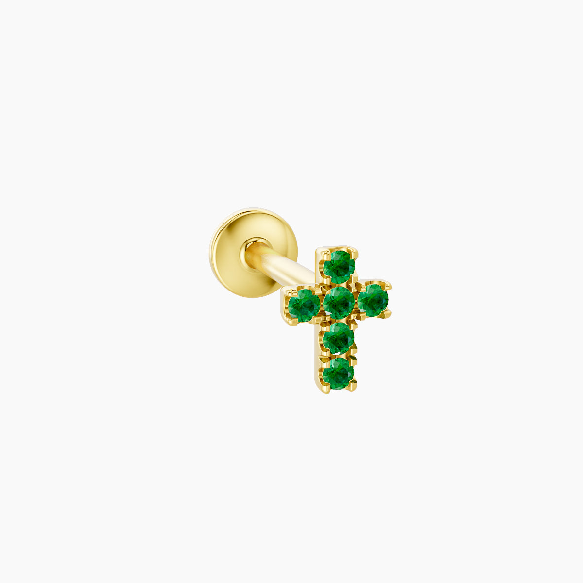 Junon | 18k Yellow Gold 8 mm 5 mm Cross Emerald Piercing