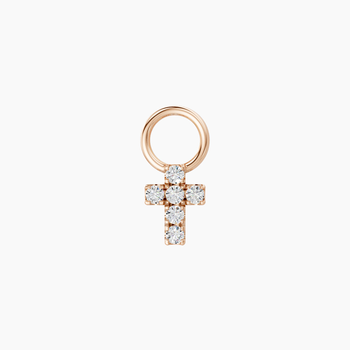 Junon | 18k Rose Gold 5 mm Cross Diamond Charm
