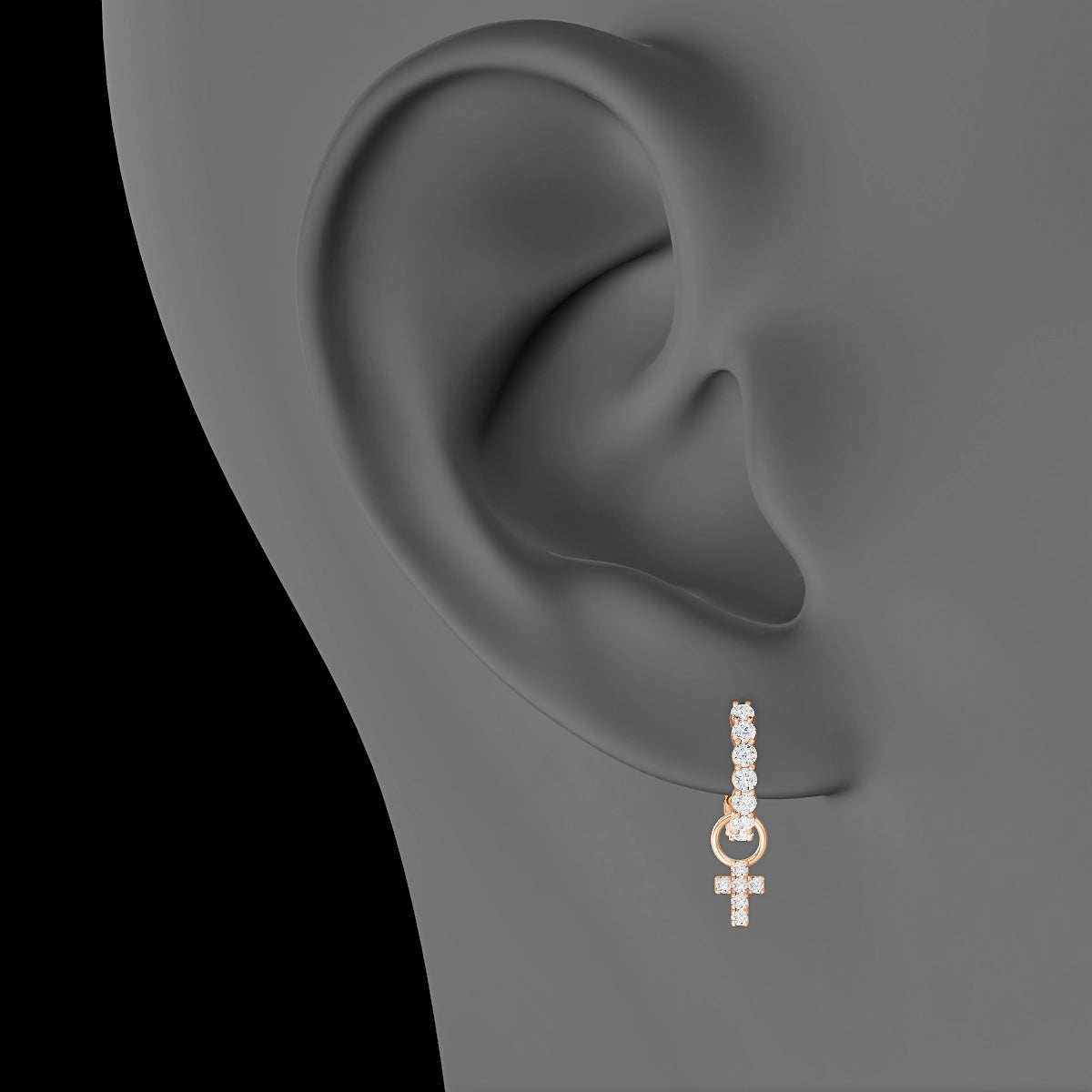 Junon | 18k Rose Gold 5 mm Cross Diamond Charm