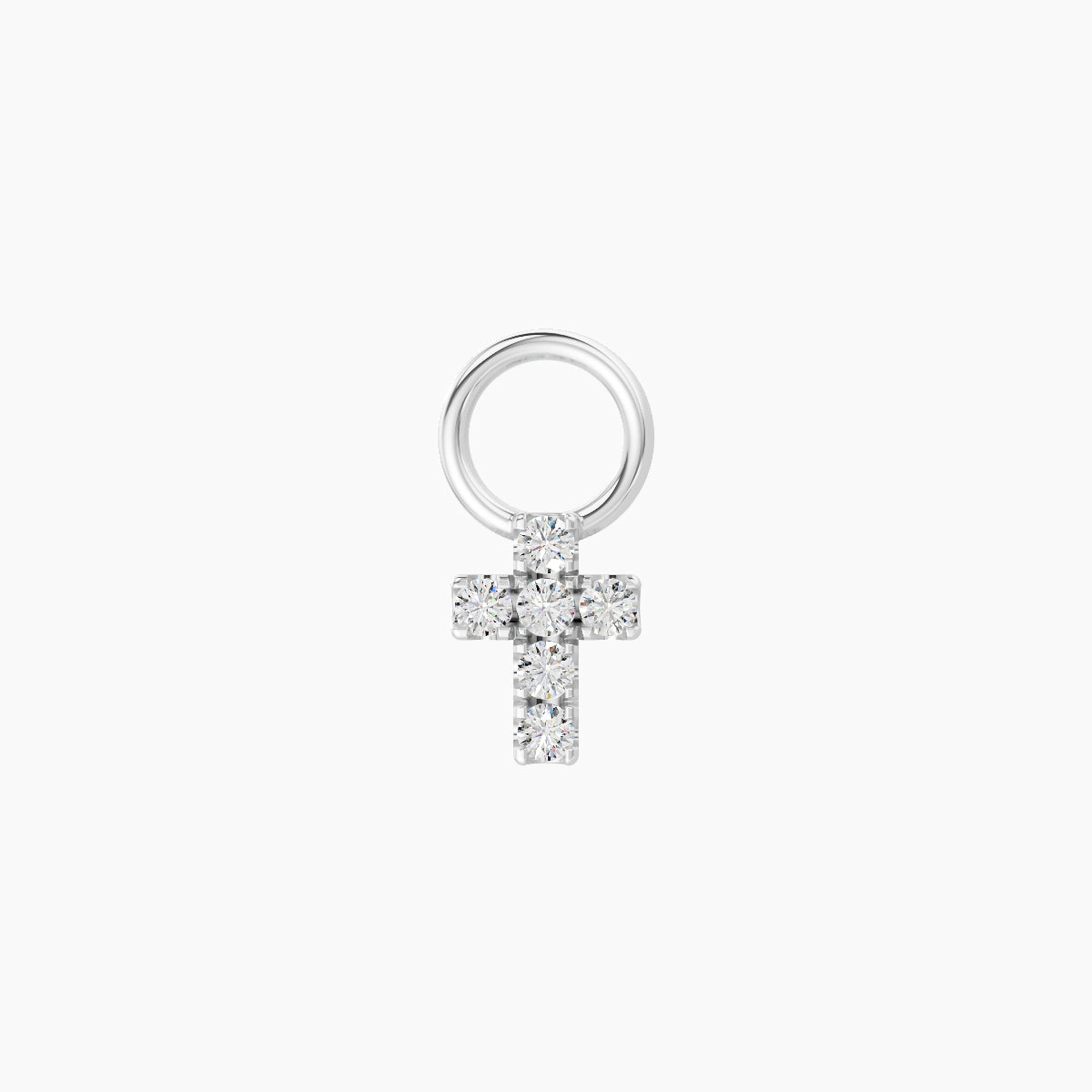 Junon | 18k White Gold 5 mm Cross Diamond Charm