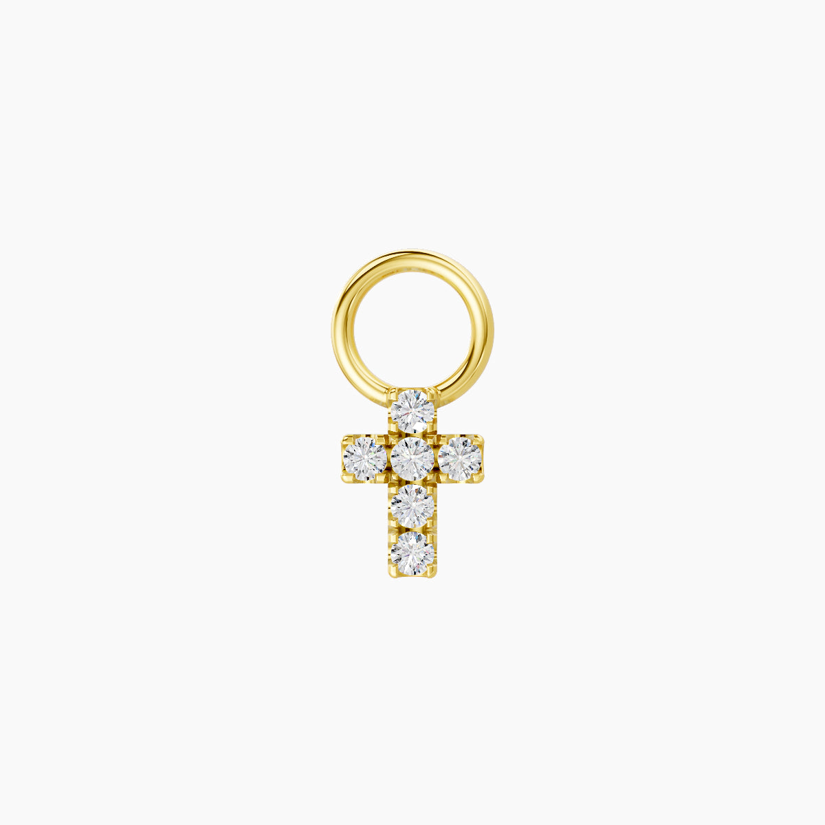 Junon | 18k Yellow Gold 5 mm Cross Diamond Charm