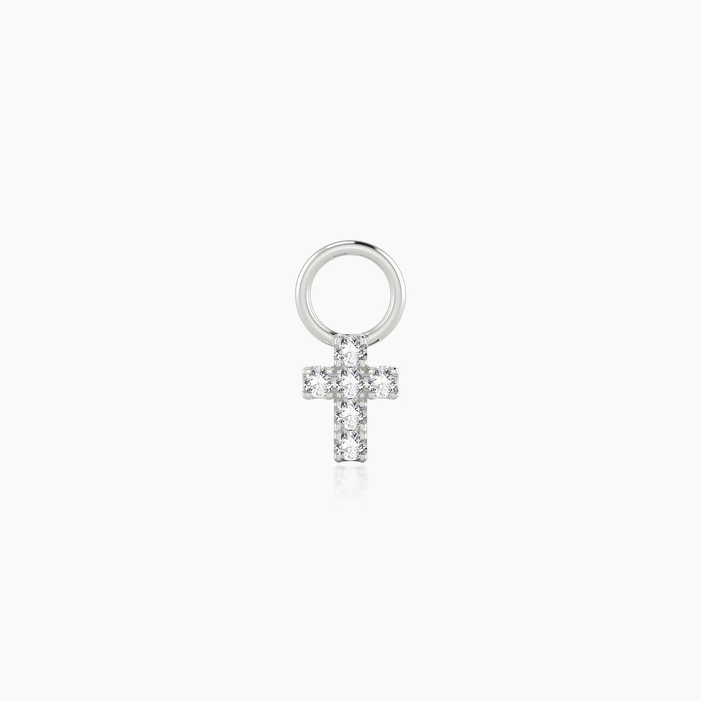 Junon | 18k White Gold 5 mm Cross Diamond Charm