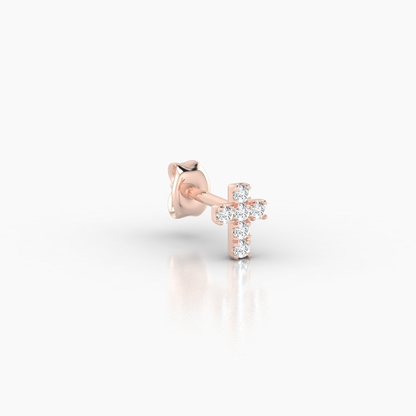 Junon | 18k Rose Gold 5 mm Cross Diamond Earring