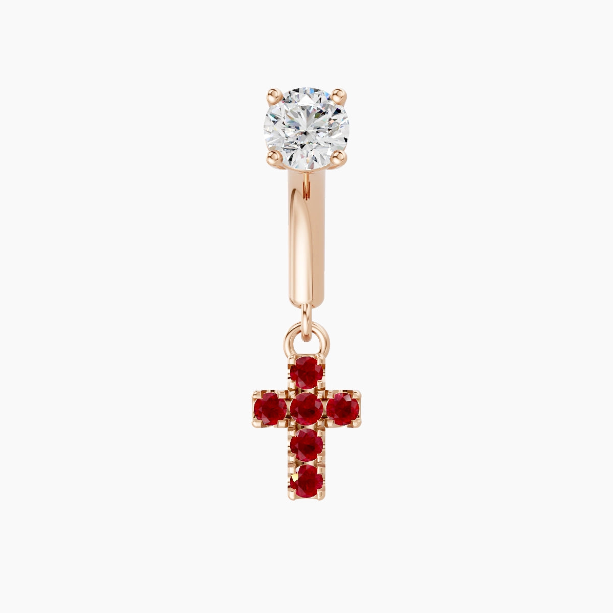 Junon | 18k Rose Gold 6 mm Cross Ruby & Diamond Rook Piercing
