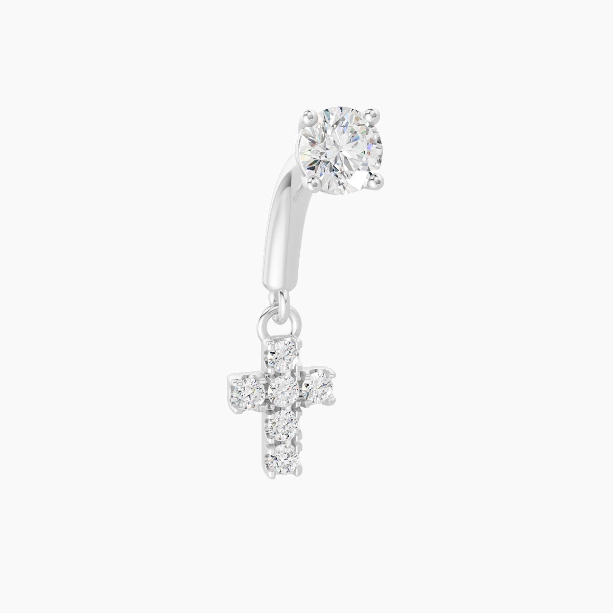 Junon | Piercing Rook Croix Diamant Or Blanc 18k Hypoallergénique 5 mm 6 mm
