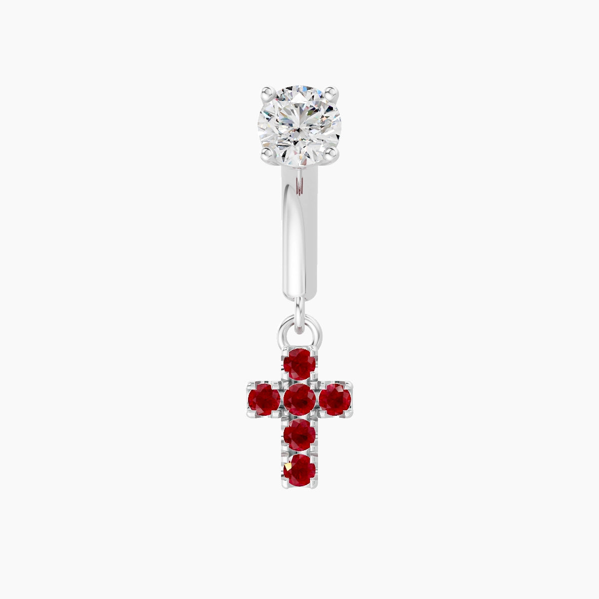 Junon | 18k White Gold 6 mm Cross Ruby & Diamond Rook Piercing
