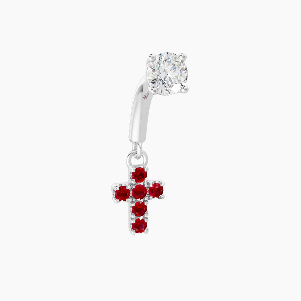 Junon | 18k White Gold 6 mm Cross Ruby & Diamond Rook Piercing