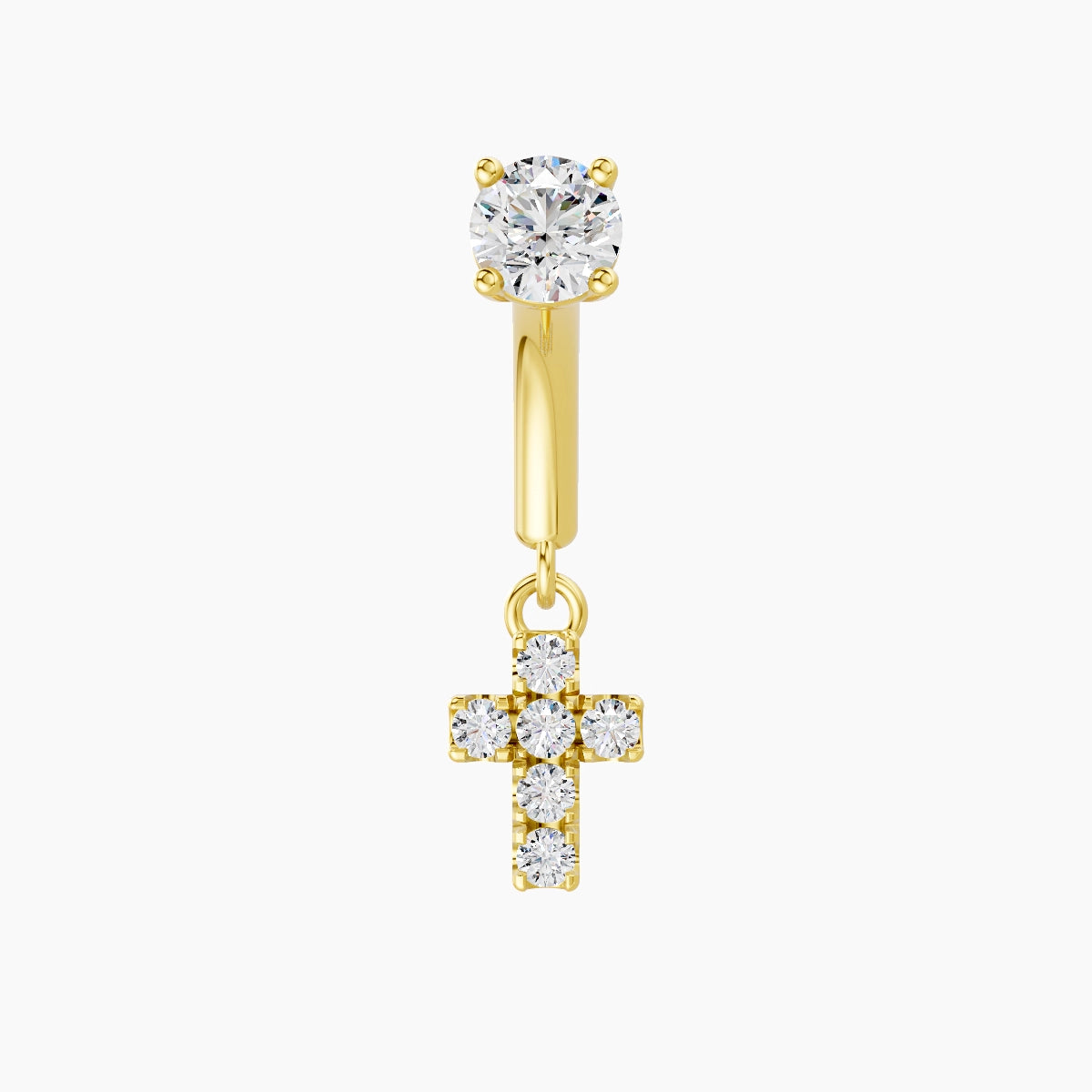 Junon | Piercing Rook Croix Diamant Or Jaune 18k Hypoallergénique 5 mm 6 mm