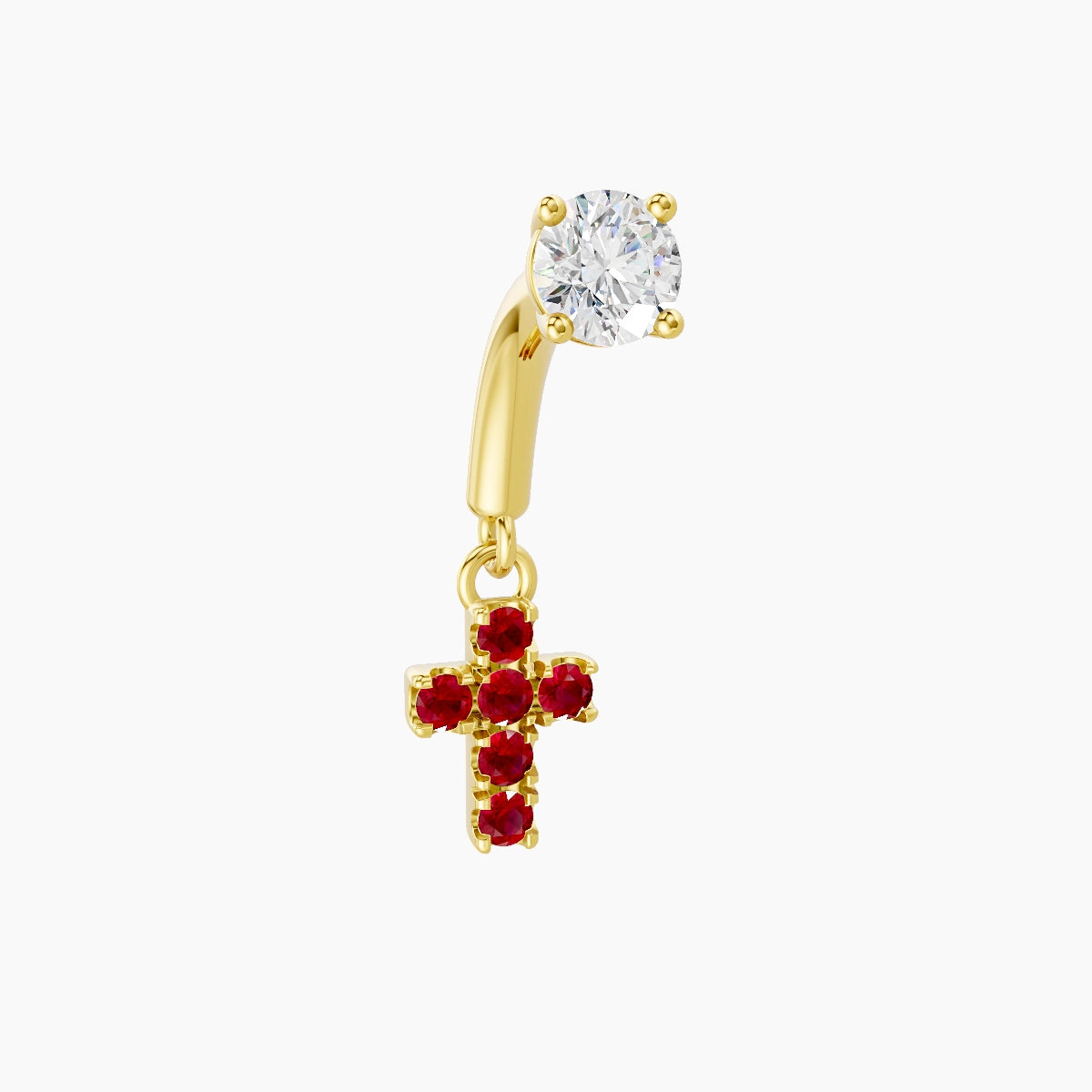 Junon | 18k Yellow Gold 6 mm Cross Ruby & Diamond Rook Piercing