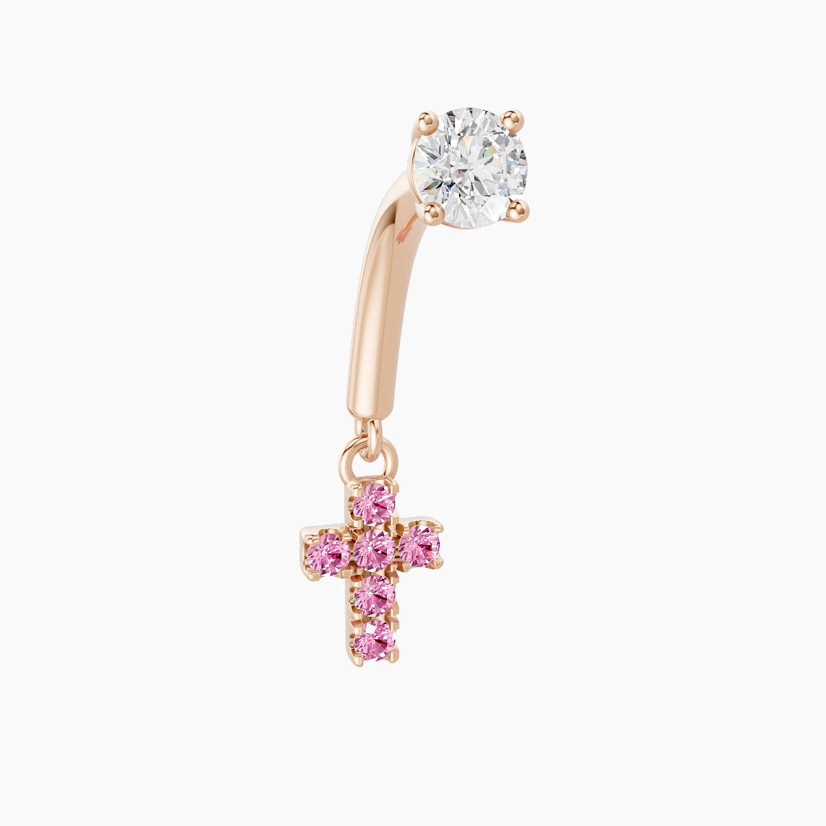 Junon | 18k Rose Gold 8 mm Cross Pink Sapphire & Diamond Rook Piercing