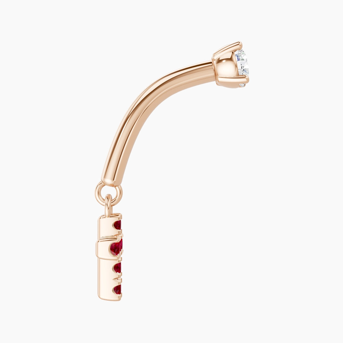 Junon | 18k Rose Gold 8 mm Cross Ruby & Diamond Rook Piercing
