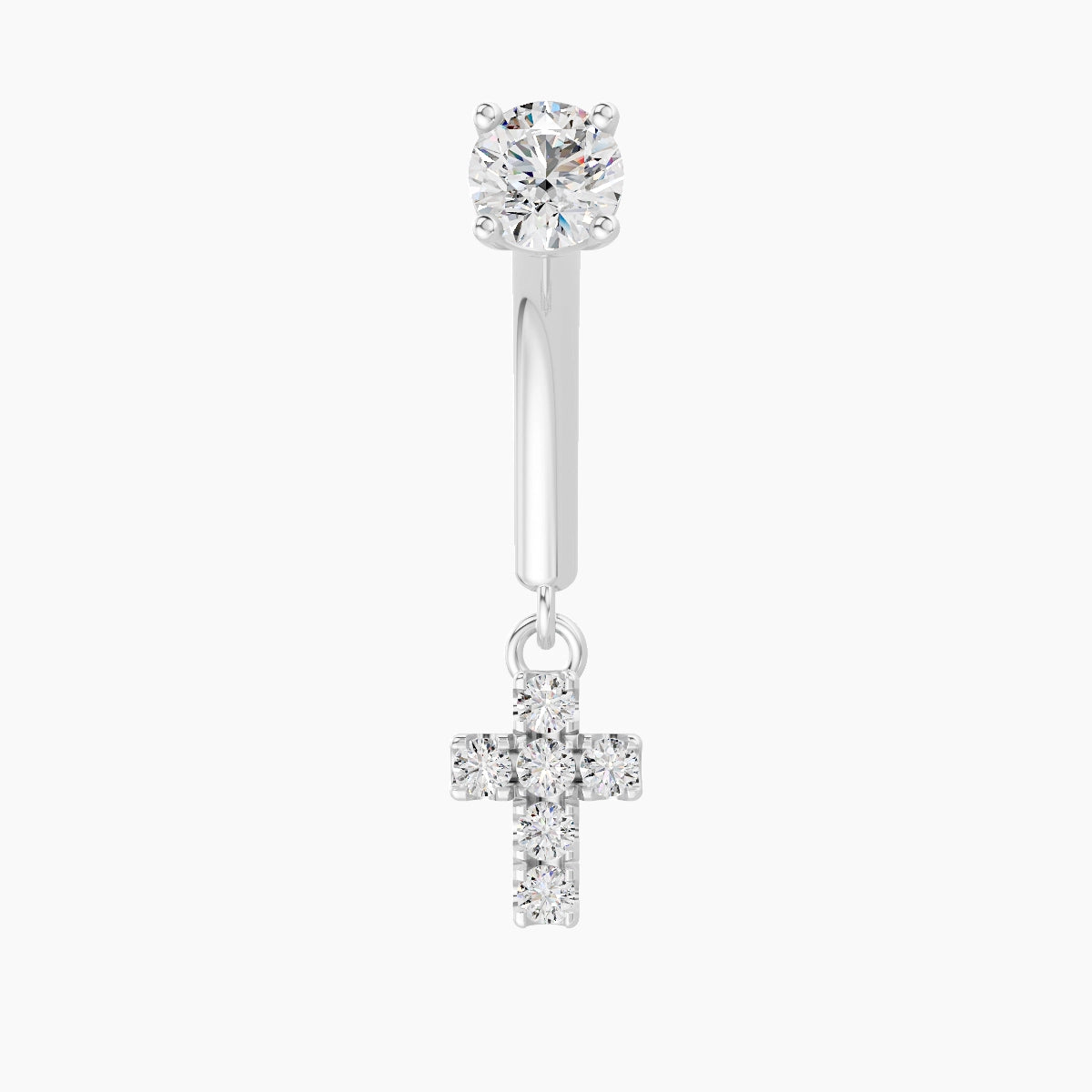 Junon | Piercing Rook Croix Diamant Or Blanc 18k Hypoallergénique 5 mm 8 mm