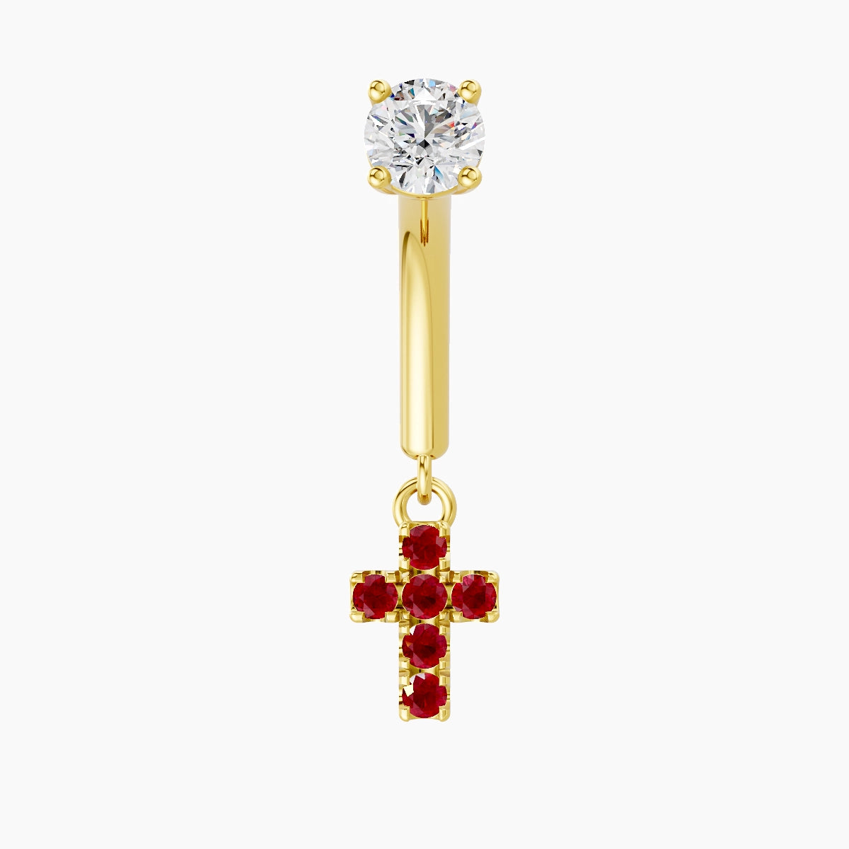 Junon | 18k Yellow Gold 8 mm Cross Ruby & Diamond Rook Piercing