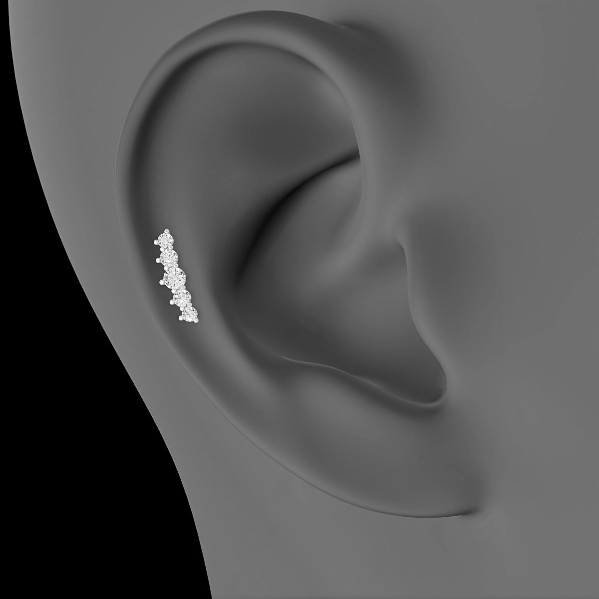 Justice | 18k White Gold 12 mm 8 mm Long Diamond Piercing