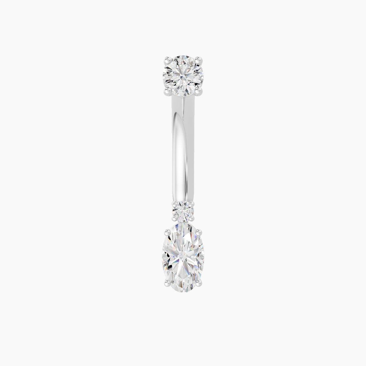 Kali | 18k White Gold 6.5 mm 10 mm Diamond Navel Piercing