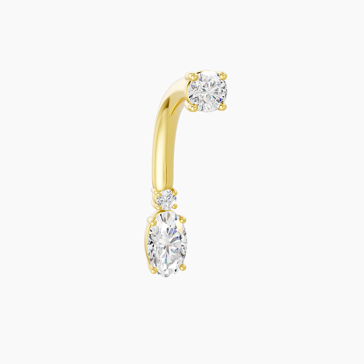 Kali | 18k Yellow Gold 6.5 mm 10 mm Diamond Navel Piercing