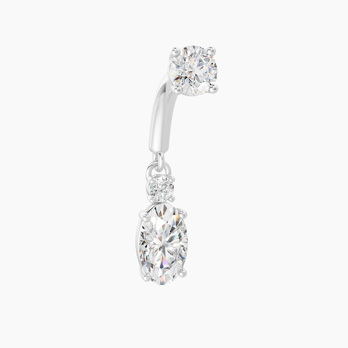 Kali | 18k White Gold 6 mm Diamond Rook Piercing