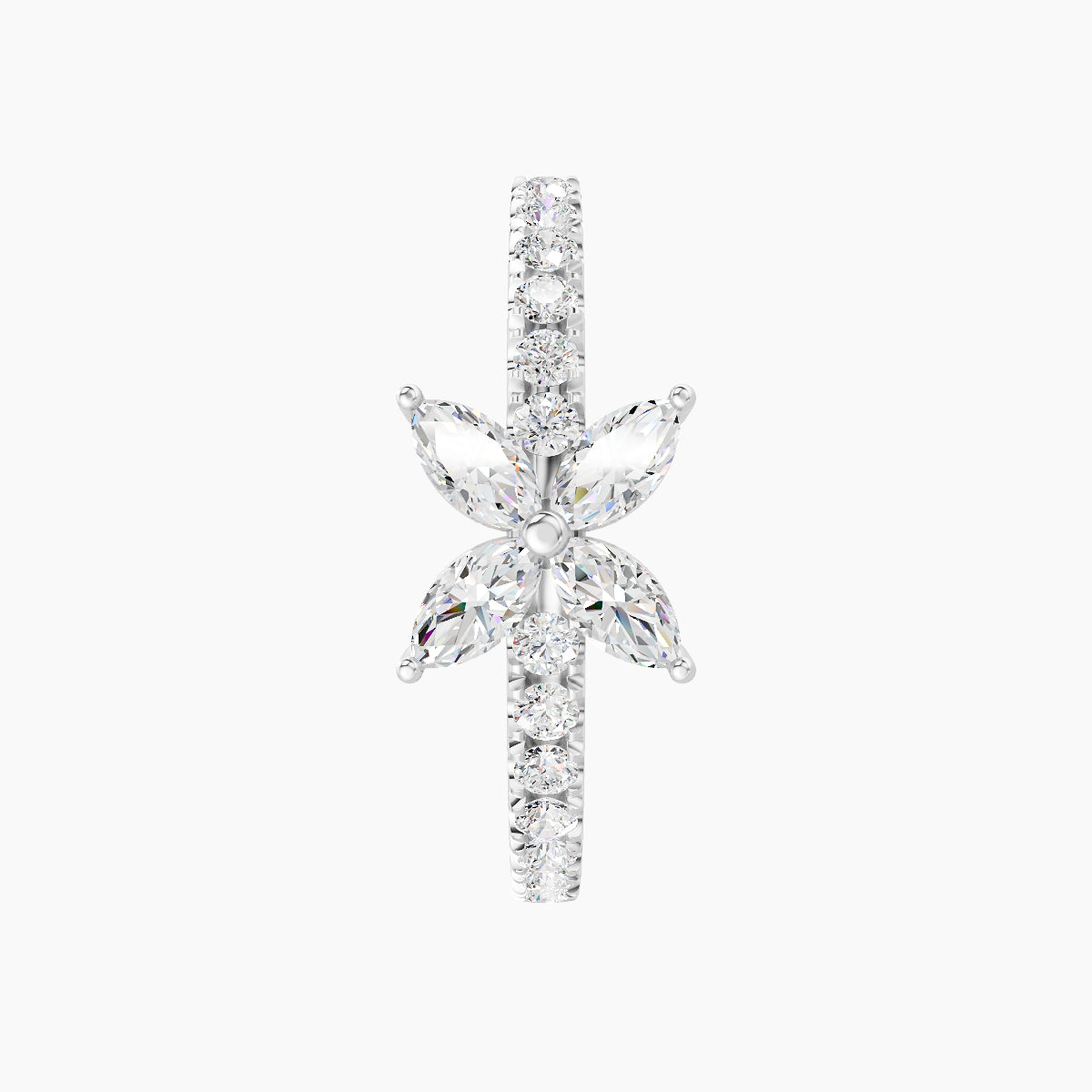 Kane | 18k White Gold 11 mm Flower Diamond Hoop Piercing