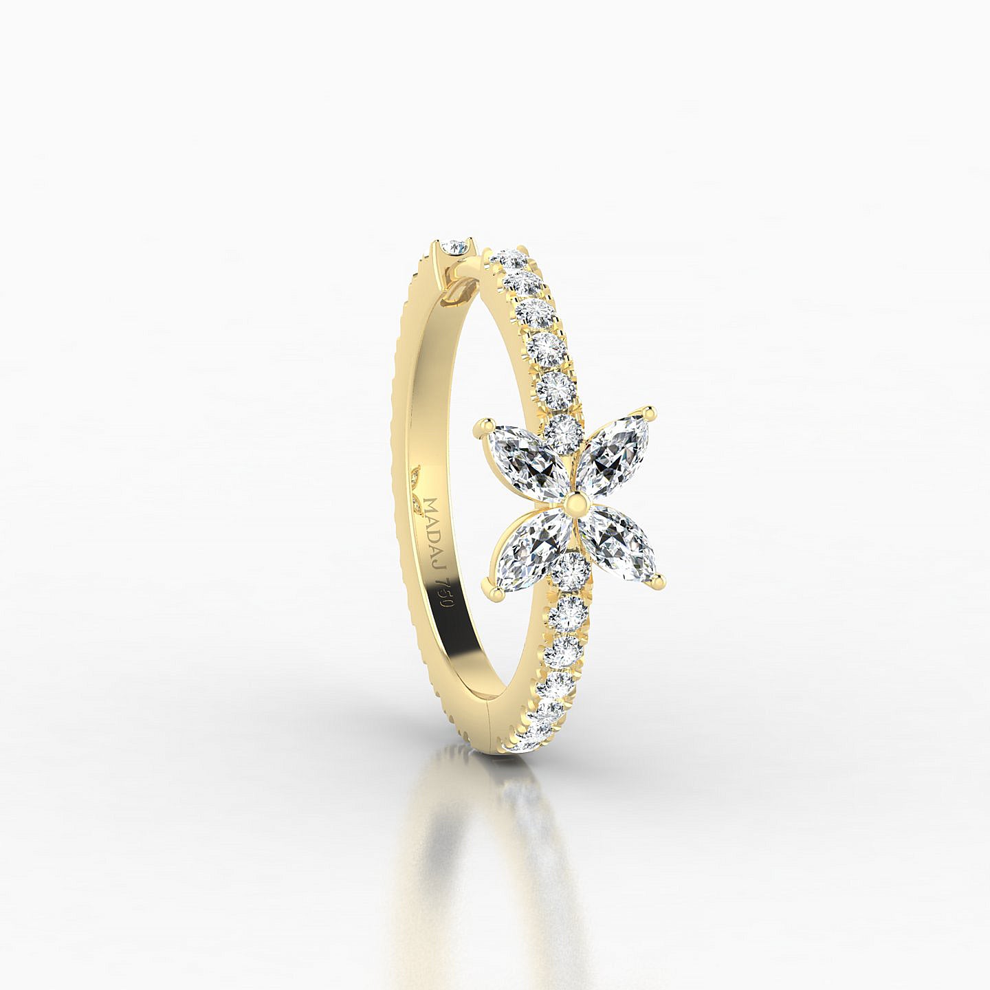 Kane | 18k Yellow Gold 11 mm Flower Diamond Hoop Piercing