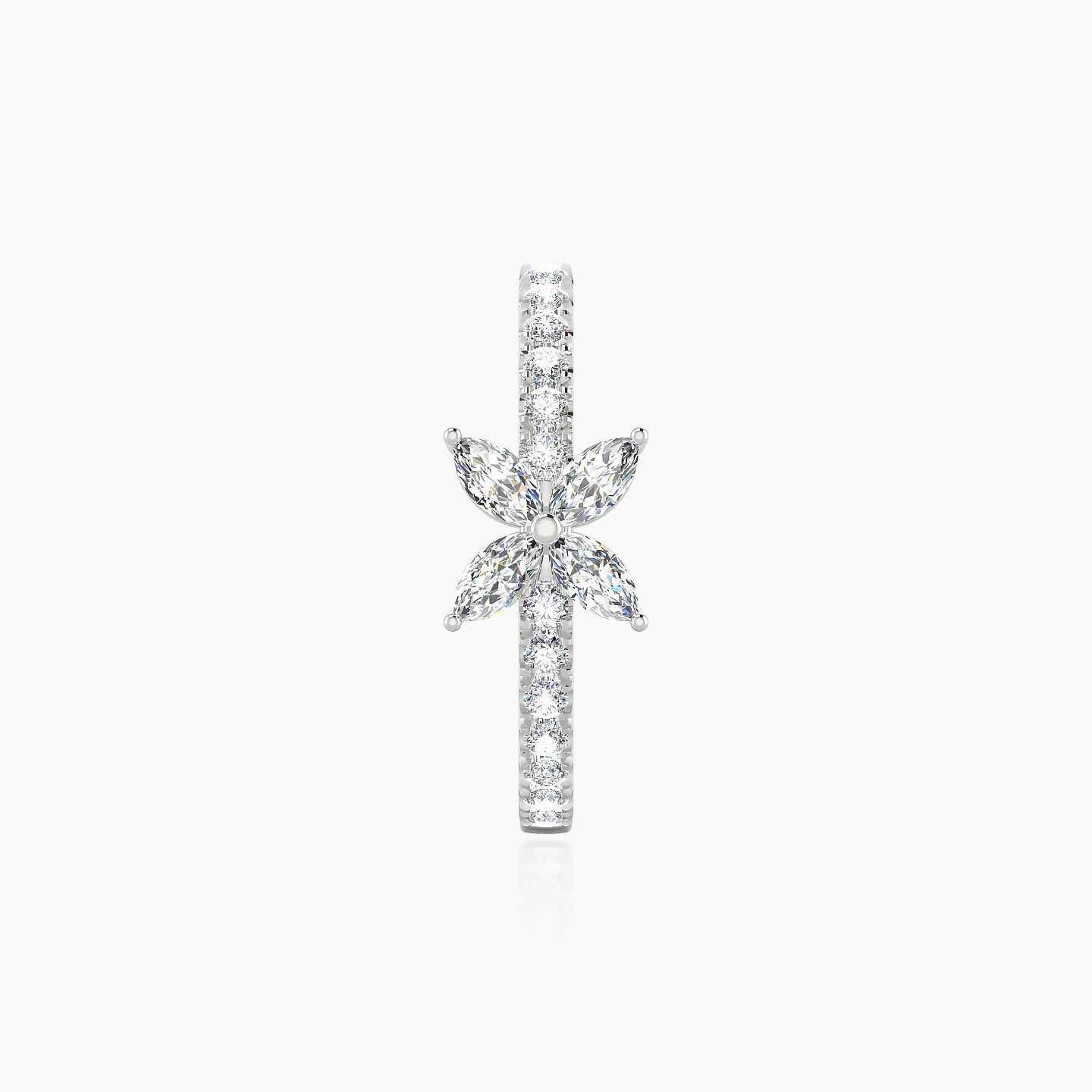 Kane | 18k White Gold 11 mm Flower Diamond Hoop Piercing