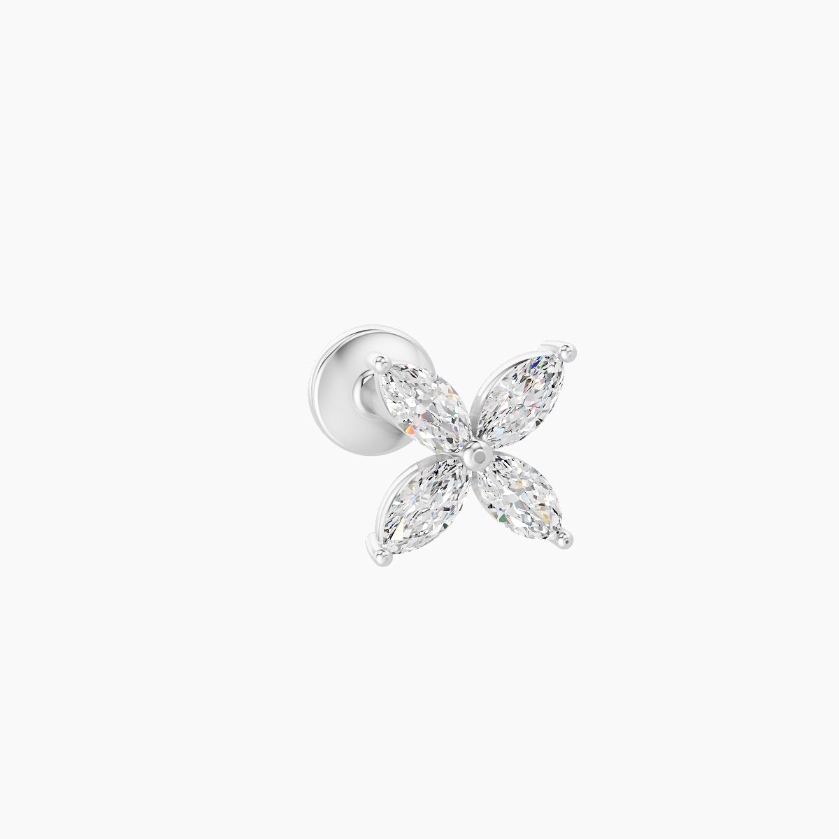 Kane | 18k White Gold 5 mm 6.5 mm Flower Diamond Piercing