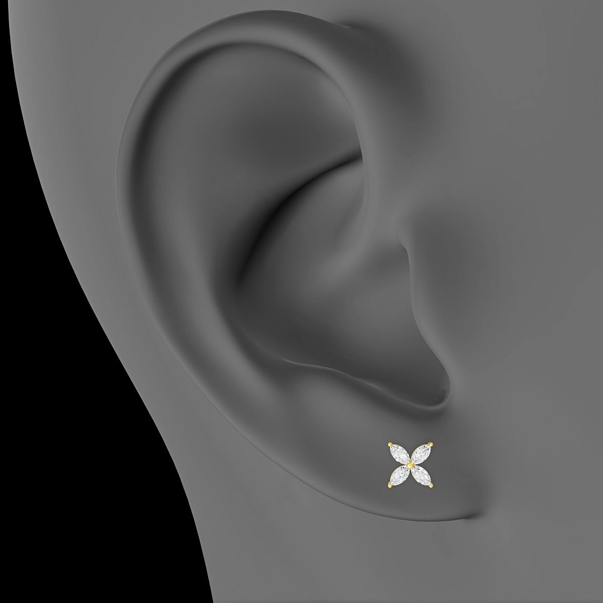 Kane | 18k Yellow Gold 5 mm 6.5 mm Flower Diamond Piercing