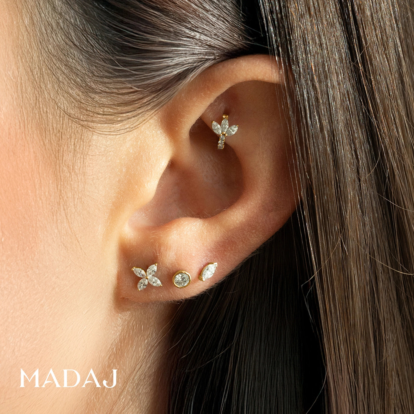 Kane | 18k Yellow Gold 5 mm 6.5 mm Flower Diamond Piercing