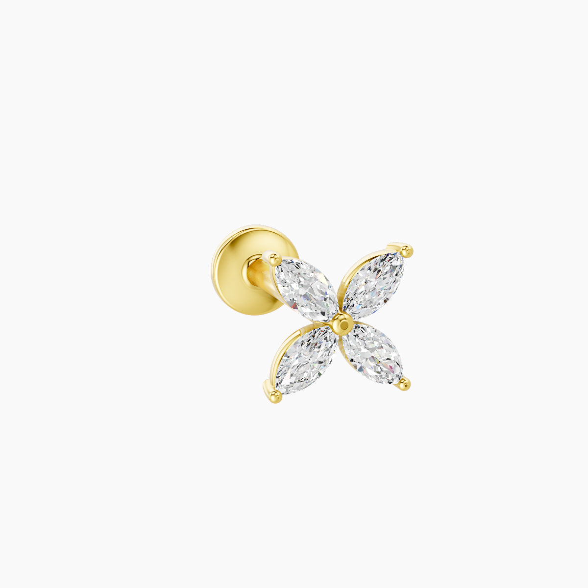Kane | 18k Yellow Gold 5 mm 8 mm Flower Diamond Piercing