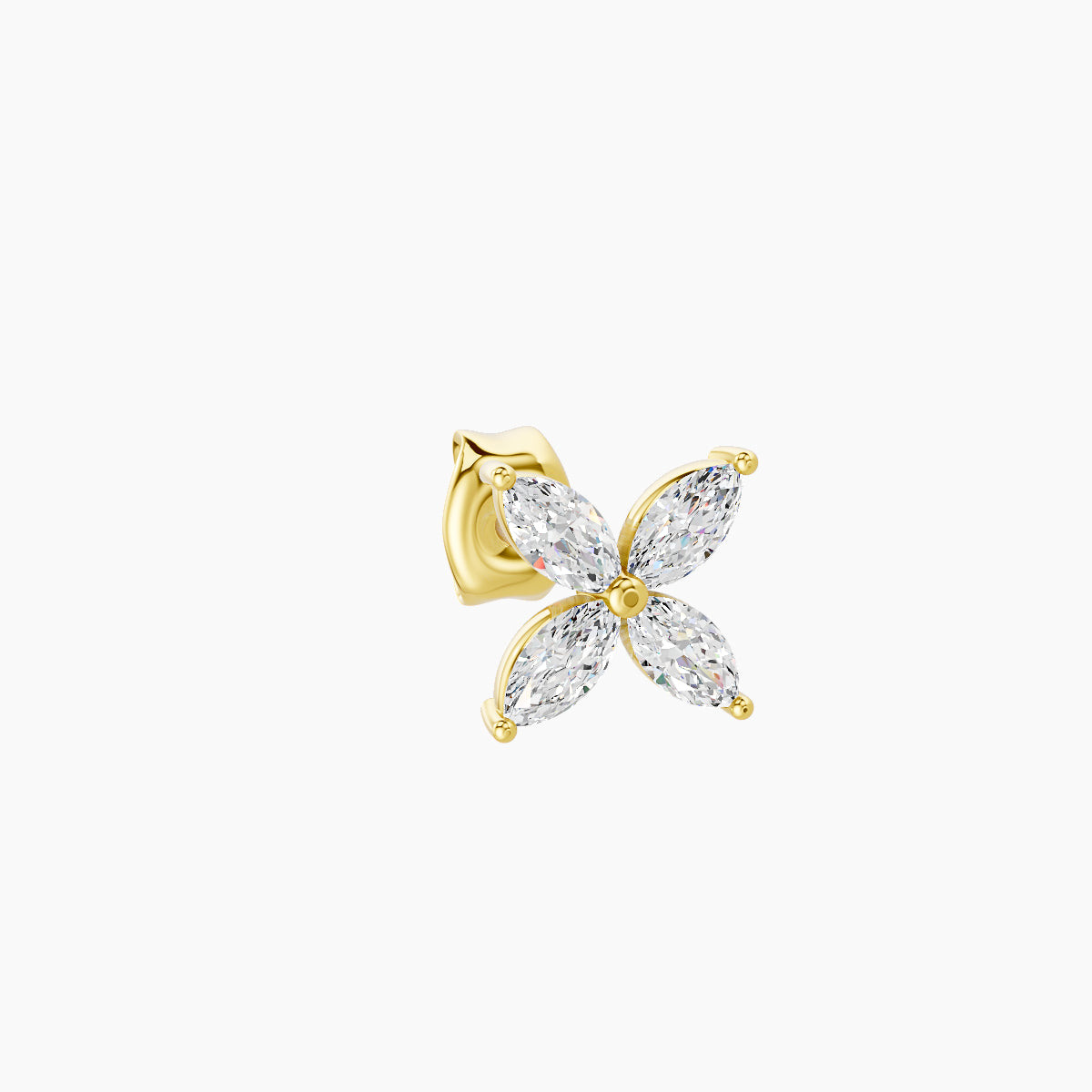 Kane | 18k Yellow Gold 5 mm Flower Diamond Earring