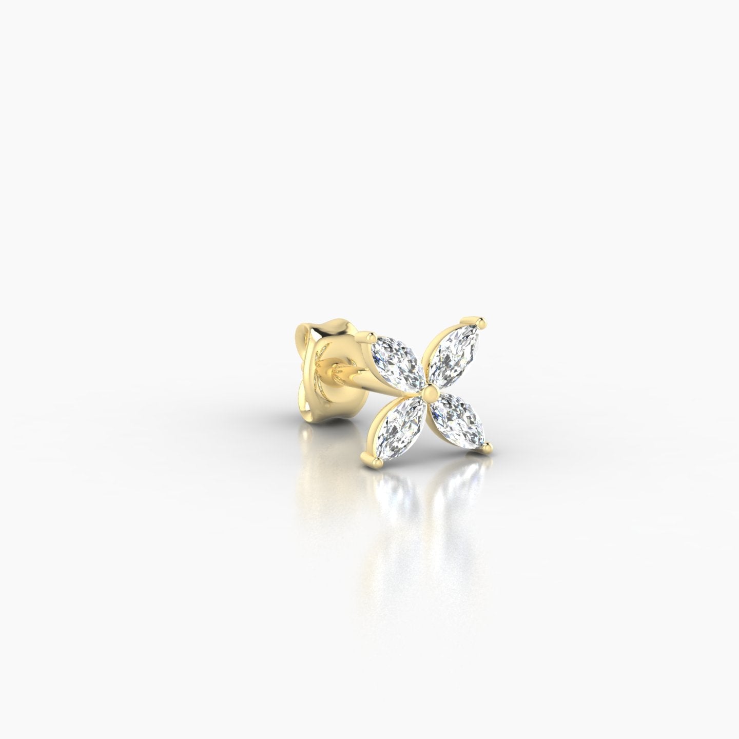 Kane | 18k Yellow Gold 5 mm Flower Diamond Earring