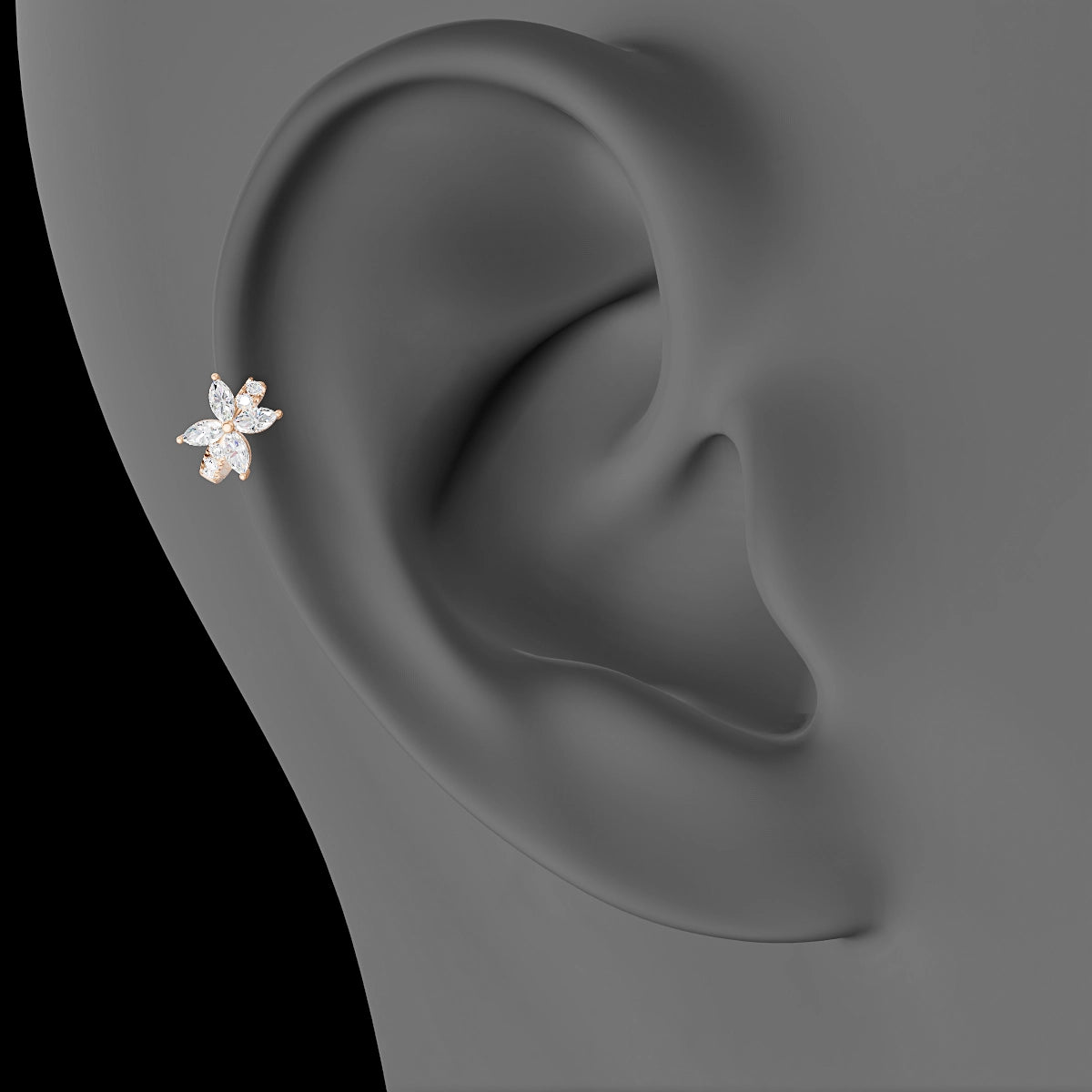 Kane | 18k Rose Gold 5 mm Flower Diamond Hoop Piercing