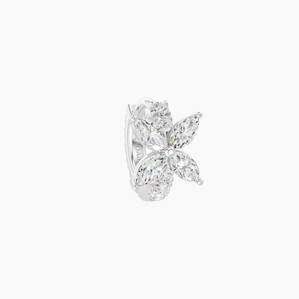 Kane | 18k White Gold 5 mm Flower Diamond Hoop Piercing