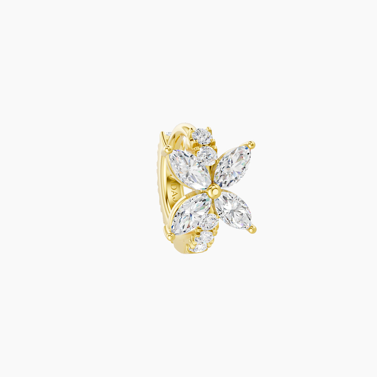 Kane | 18k Yellow Gold 5 mm Flower Diamond Hoop Piercing