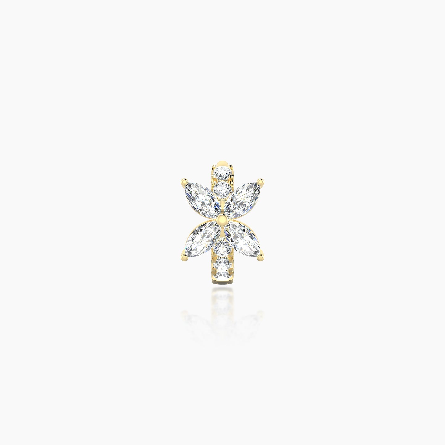 Kane | 18k Yellow Gold 5 mm Flower Diamond Hoop Piercing