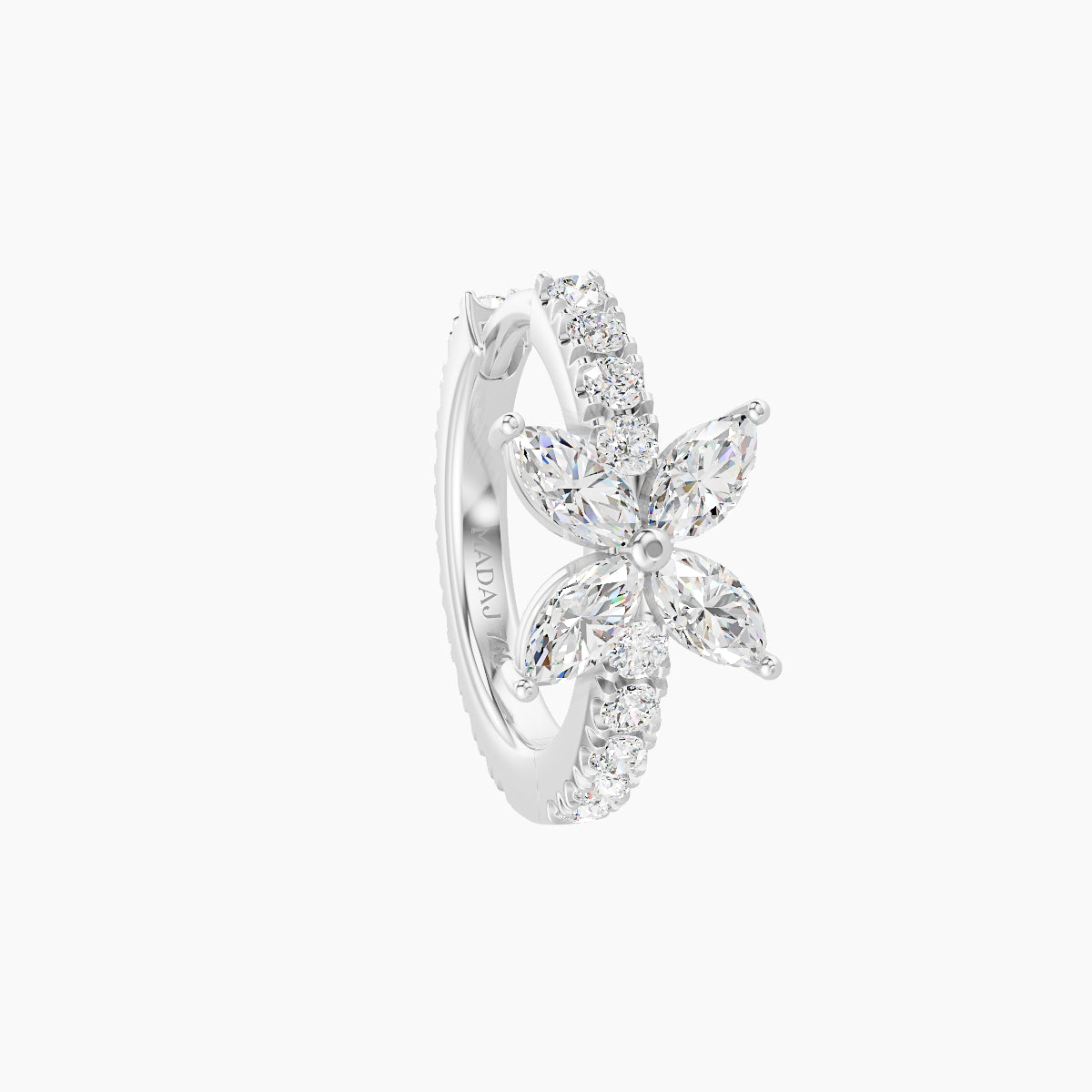 Kane | 18k White Gold 8 mm Flower Diamond Hoop Piercing