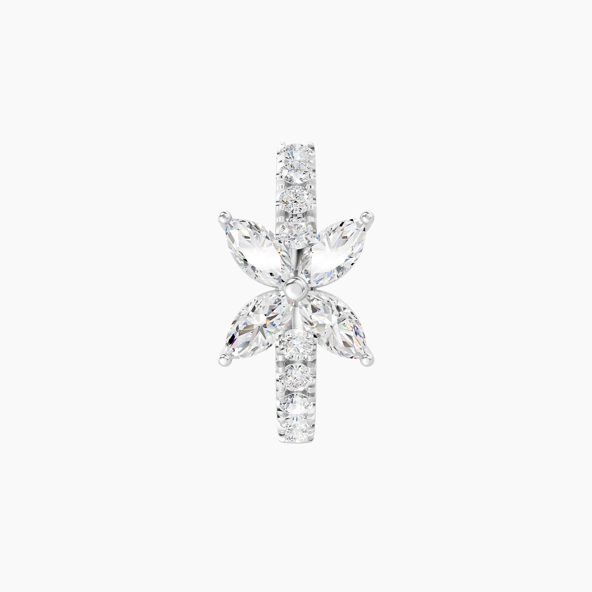 Kane | 18k White Gold 8 mm Flower Diamond Hoop Piercing