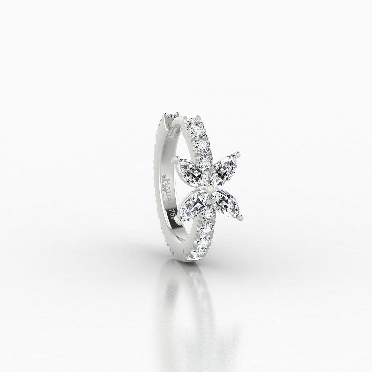 Kane | 18k White Gold 8 mm Flower Diamond Hoop Piercing