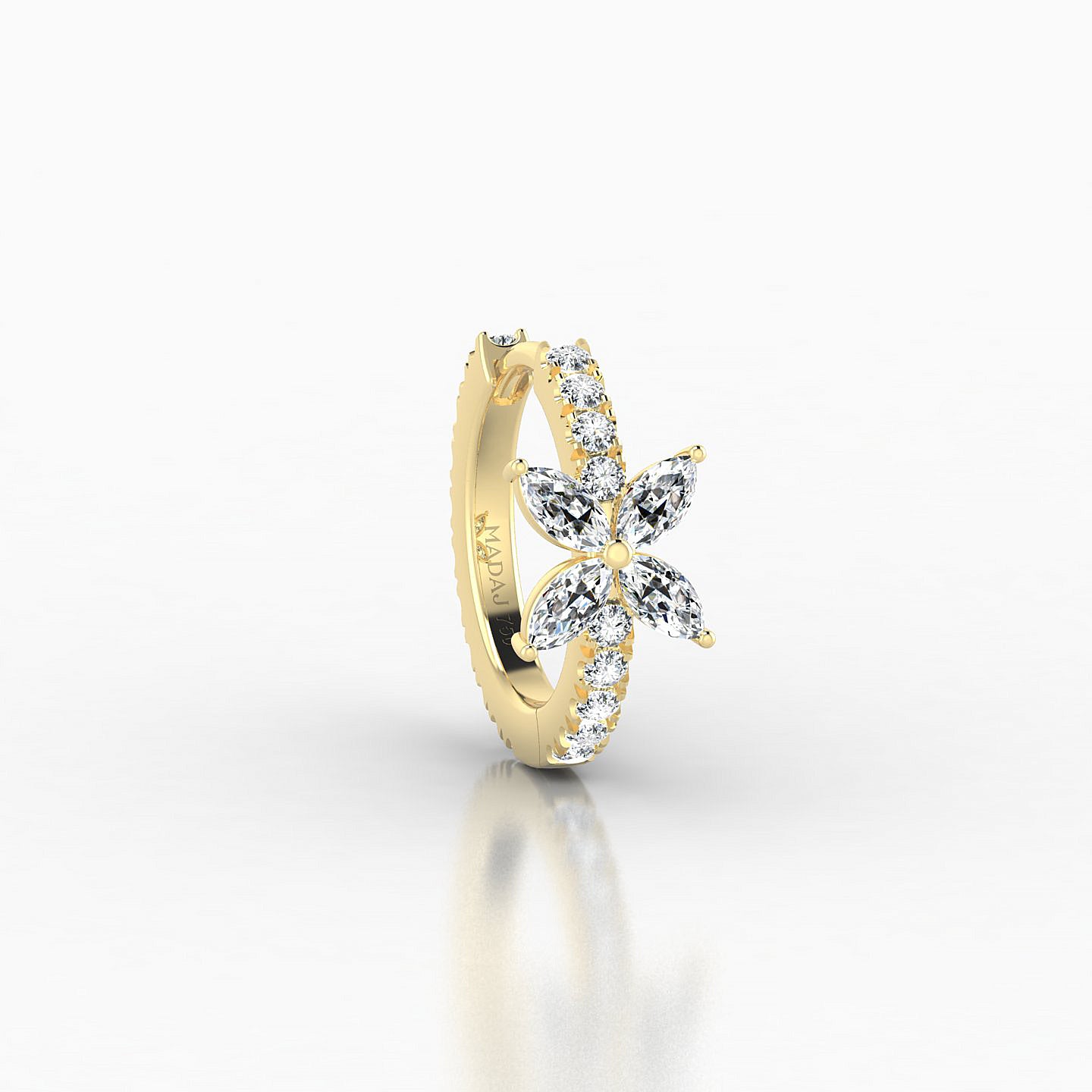 Kane | 18k Yellow Gold 8 mm Flower Diamond Hoop Piercing